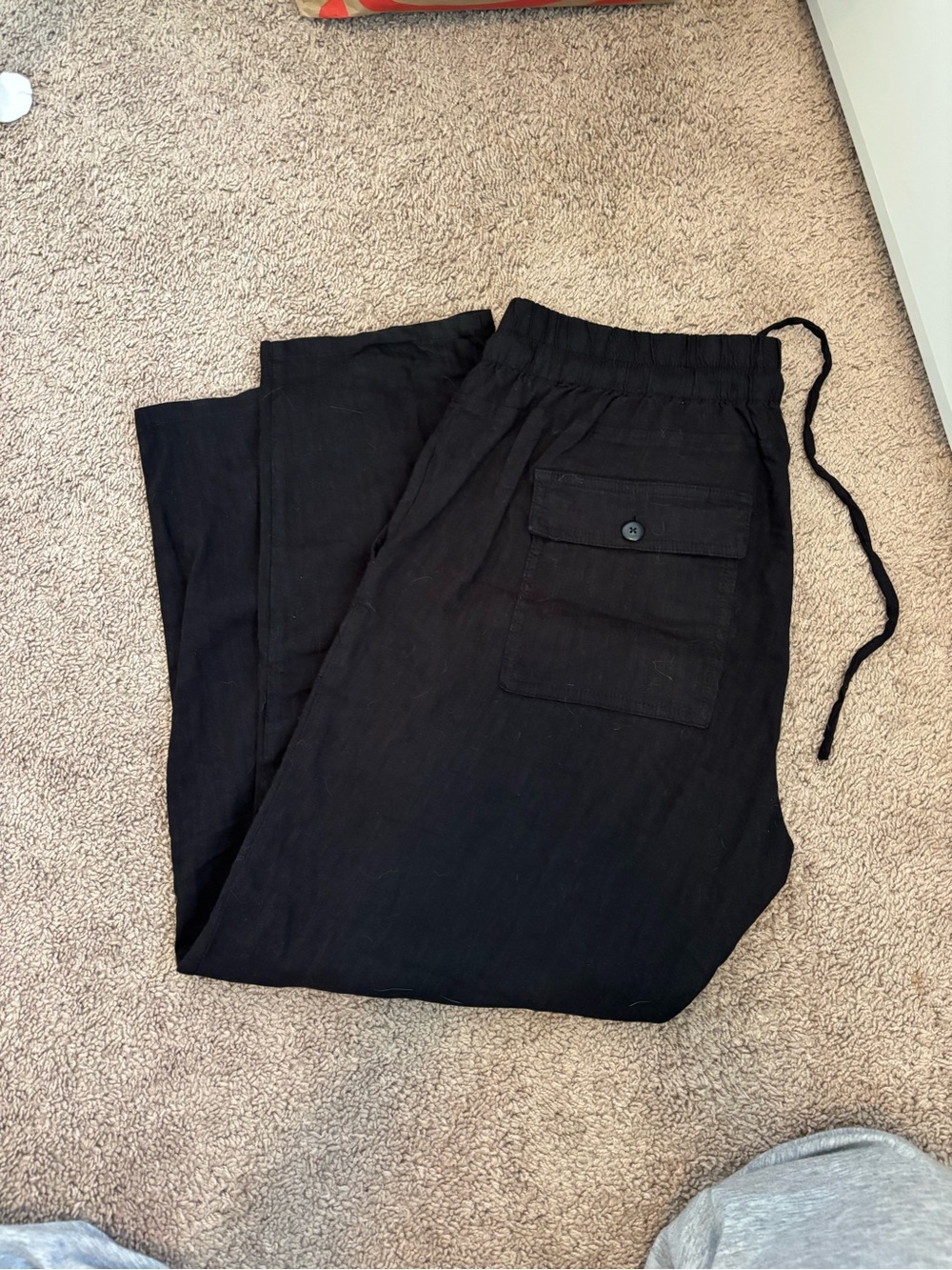 Kut from the Kloth Black Elastic Waist Drawstring linen Joggers